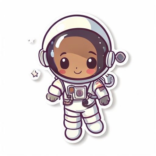 a chibi astronaut riding a rocket
