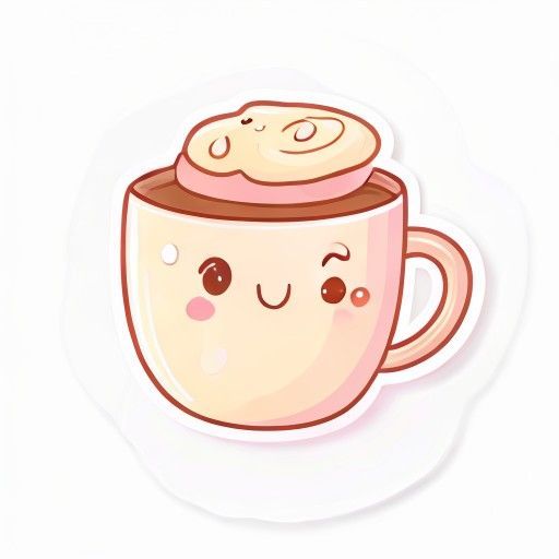 a kawaii coffee cup with heart eyes